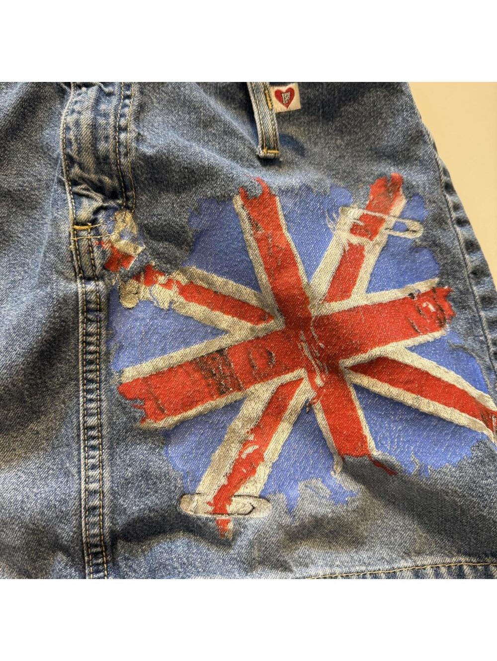 Fragile Jean Co Union Jack Mini Denim Skirt - Picture 4 of 6